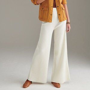 🎉Sale🎉NWT ANTHROPOLOGIE Ivory Kass Wide Leg Ribbed Pant